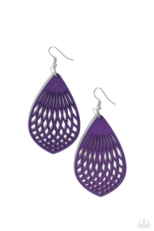 Paparazzi Earring ~ Caribbean Coral - Purple