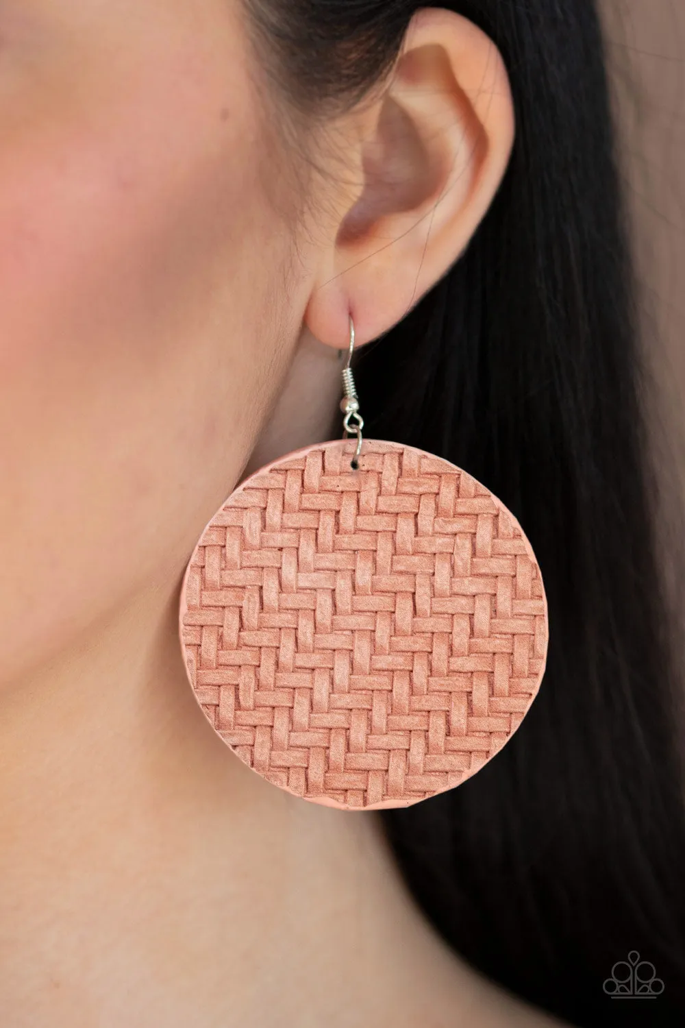 Paparazzi Earring ~ Plaited Plains - Pink