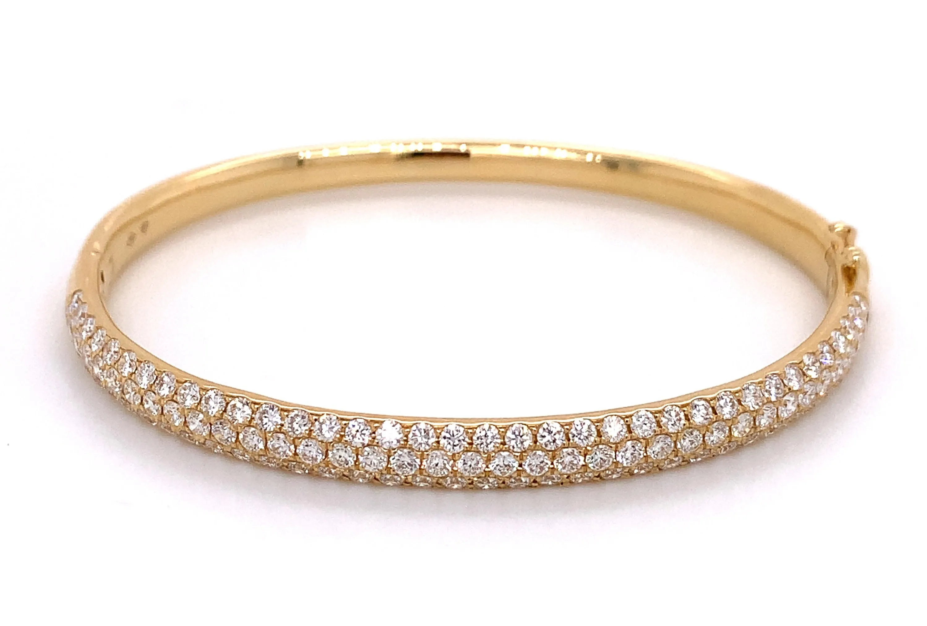 Pave-set Three Row Diamond Bangle Bracelet 2.87ct tw