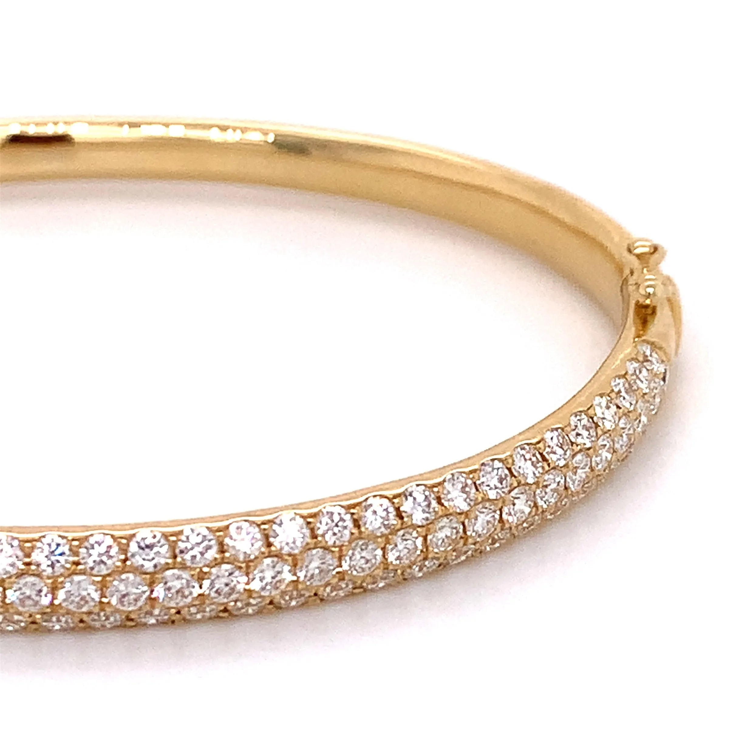 Pave-set Three Row Diamond Bangle Bracelet 2.87ct tw