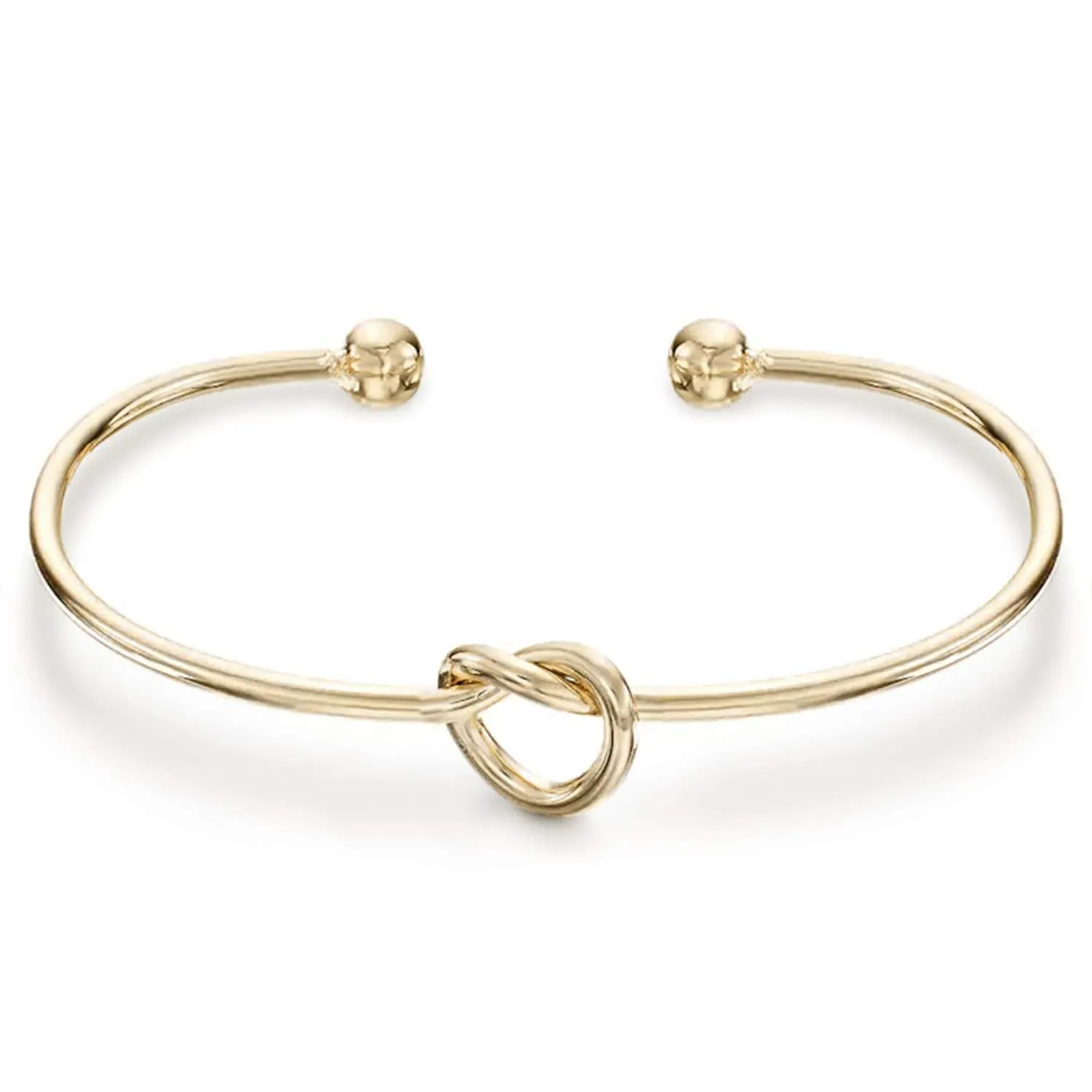 PAVOI 14K Gold Plated Forever Love Knot Infinity Bangle Bracelets for Women | Adjustable Yellow Gold Bracelet