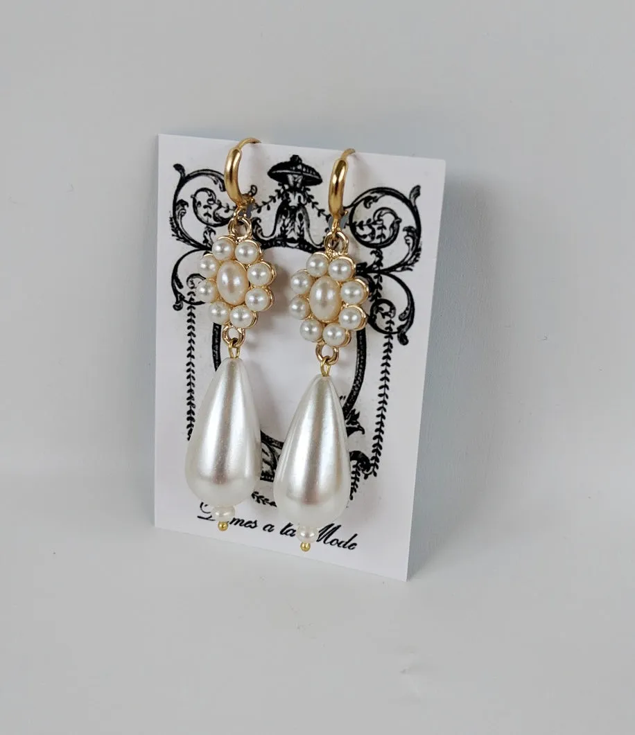 Pearl Cluster Dangle Earrings - Extra Large