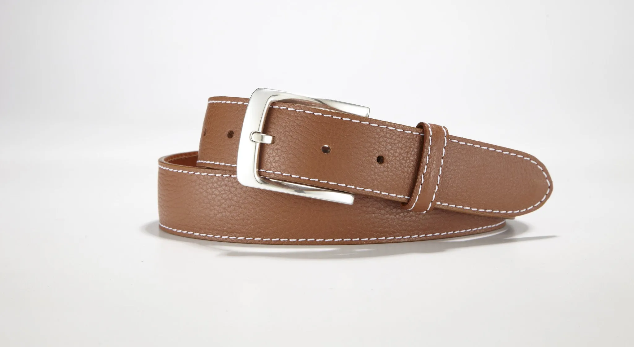 Pebble Grain Leather 1 3/8" - 35mm (Brown)