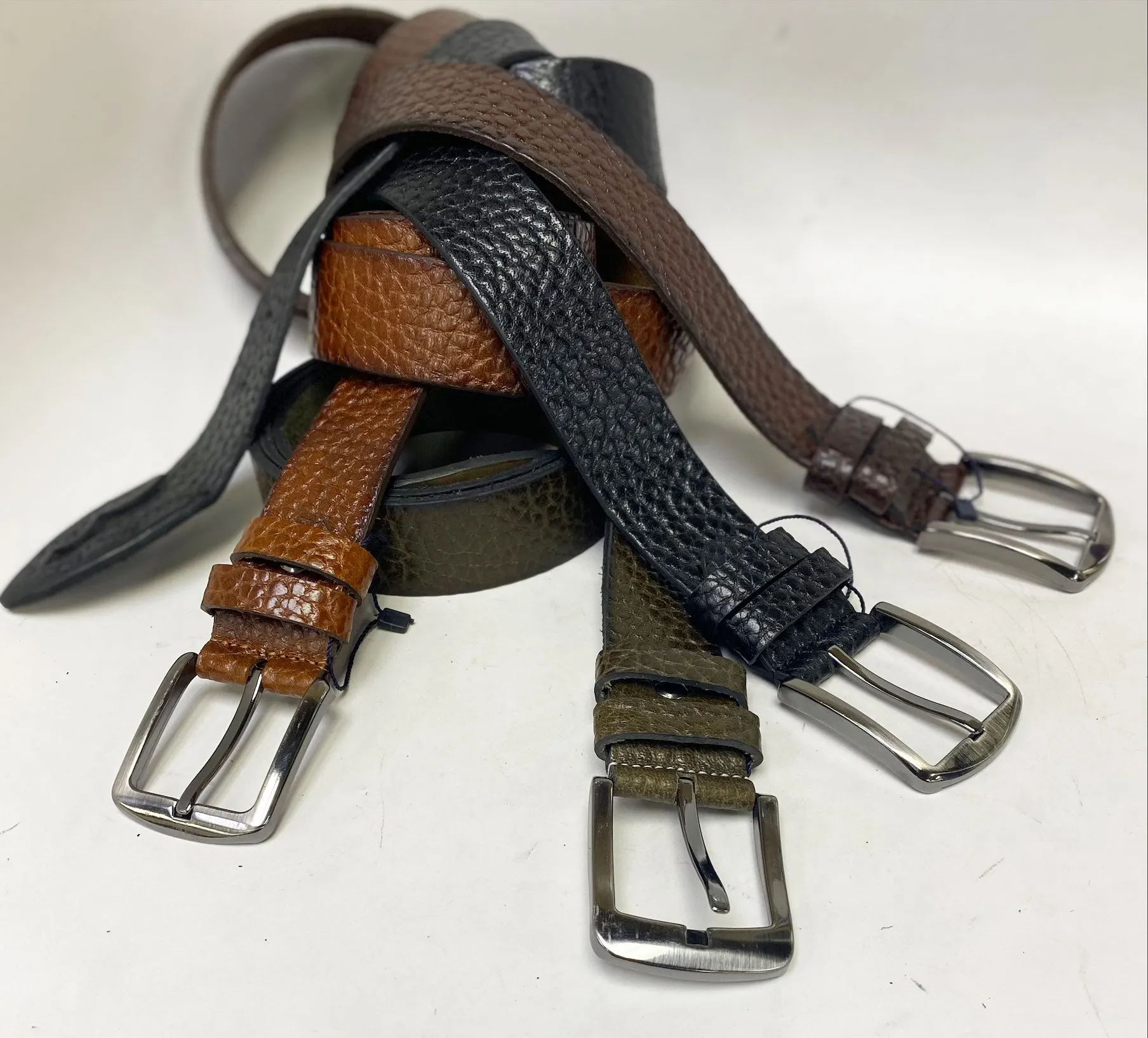 Pebble Leather Belt Brown