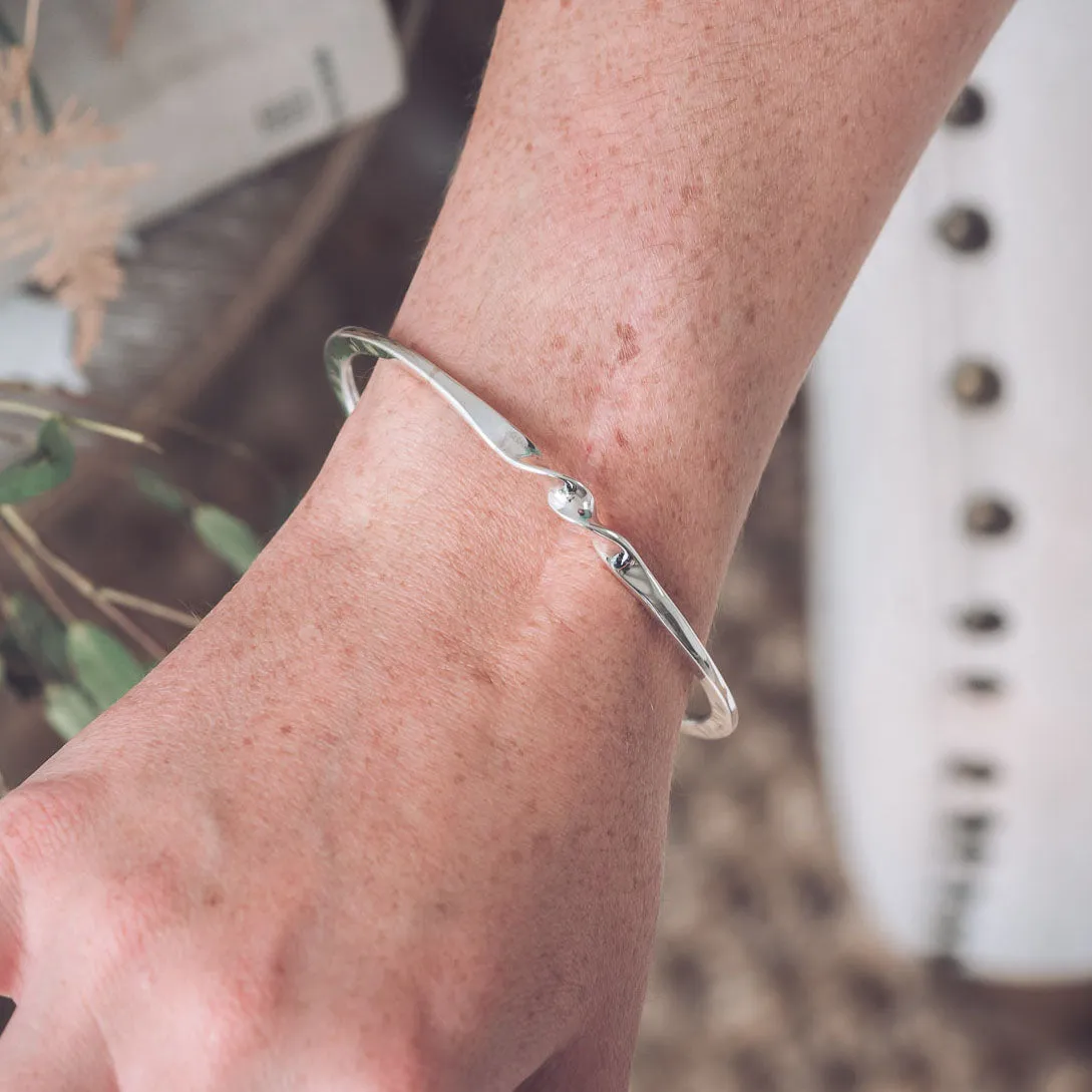 Pencil Twist Silver Bangle