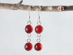 Petite Sterling Silver Two-Stone Carnelian Earrings - Spiritual Courage