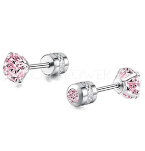 Pink CZ Double Ended Cartilage Earrings