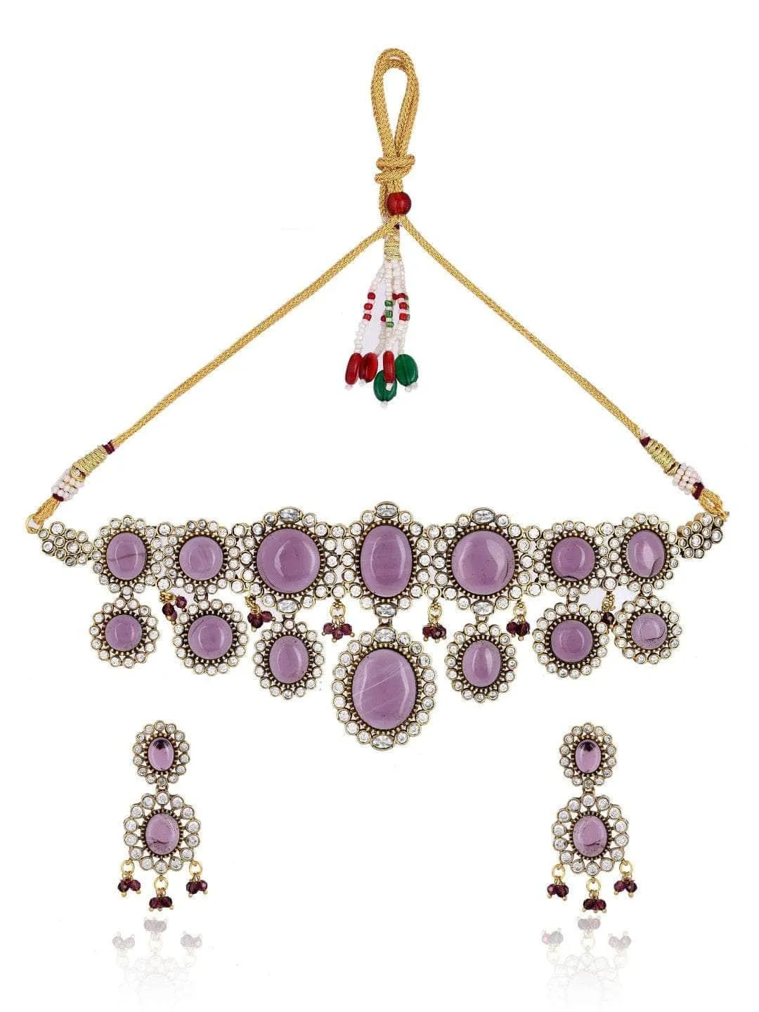 Pink Kundan Pearl Necklace Set