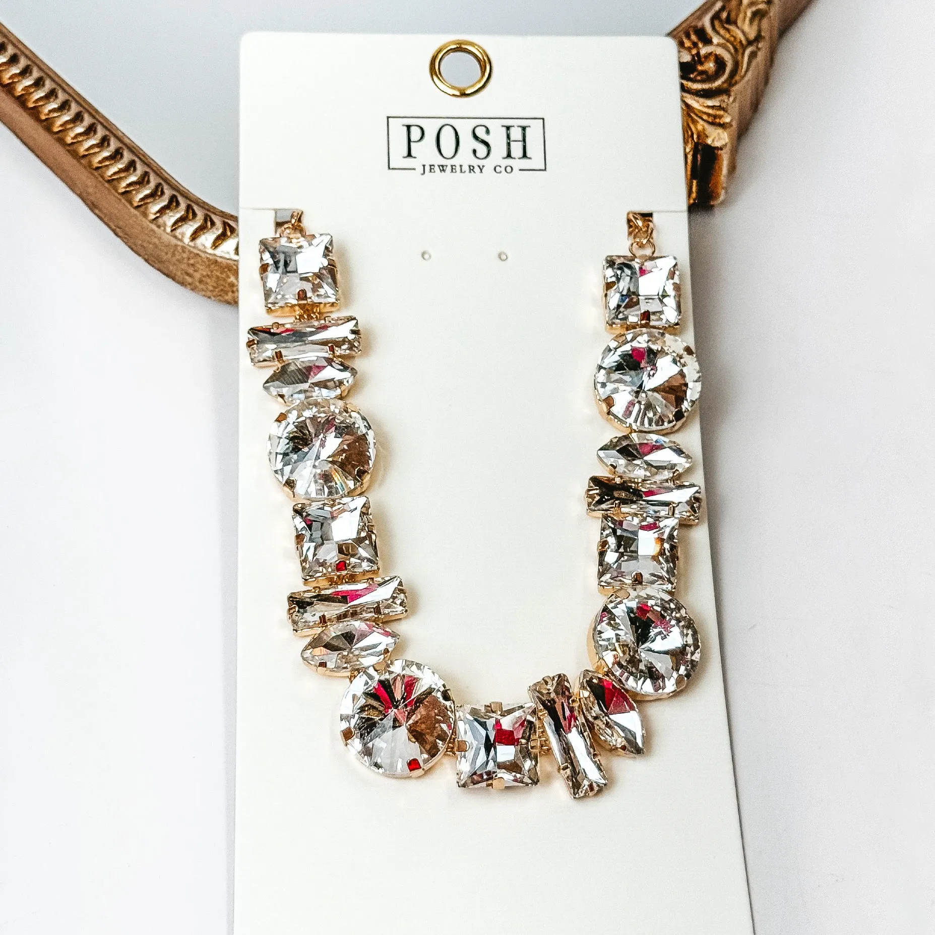 Posh by Pink Panache | Gold Tone Rhinestone Choker Necklace