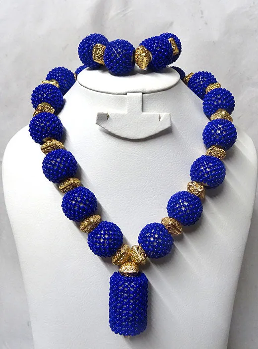 PrestigeApplause Latest Design Blue Bridal Party Beads Jewellery Set