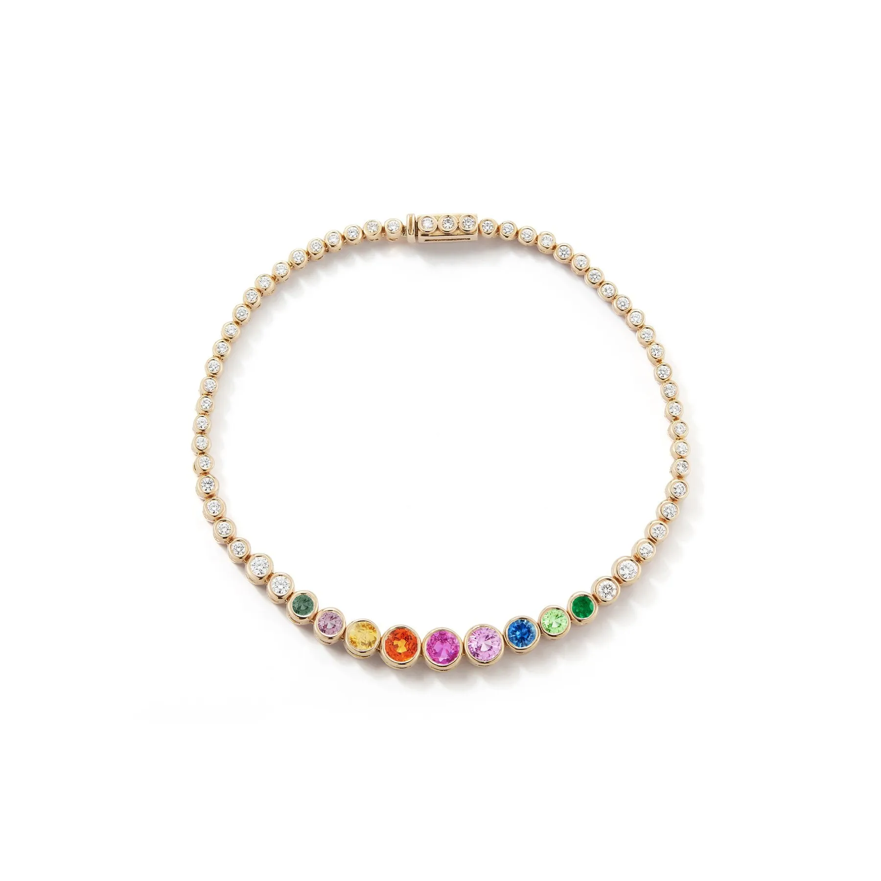 Prive Luxe Rainbow Sapphire and Diamond Tennis Bracelet