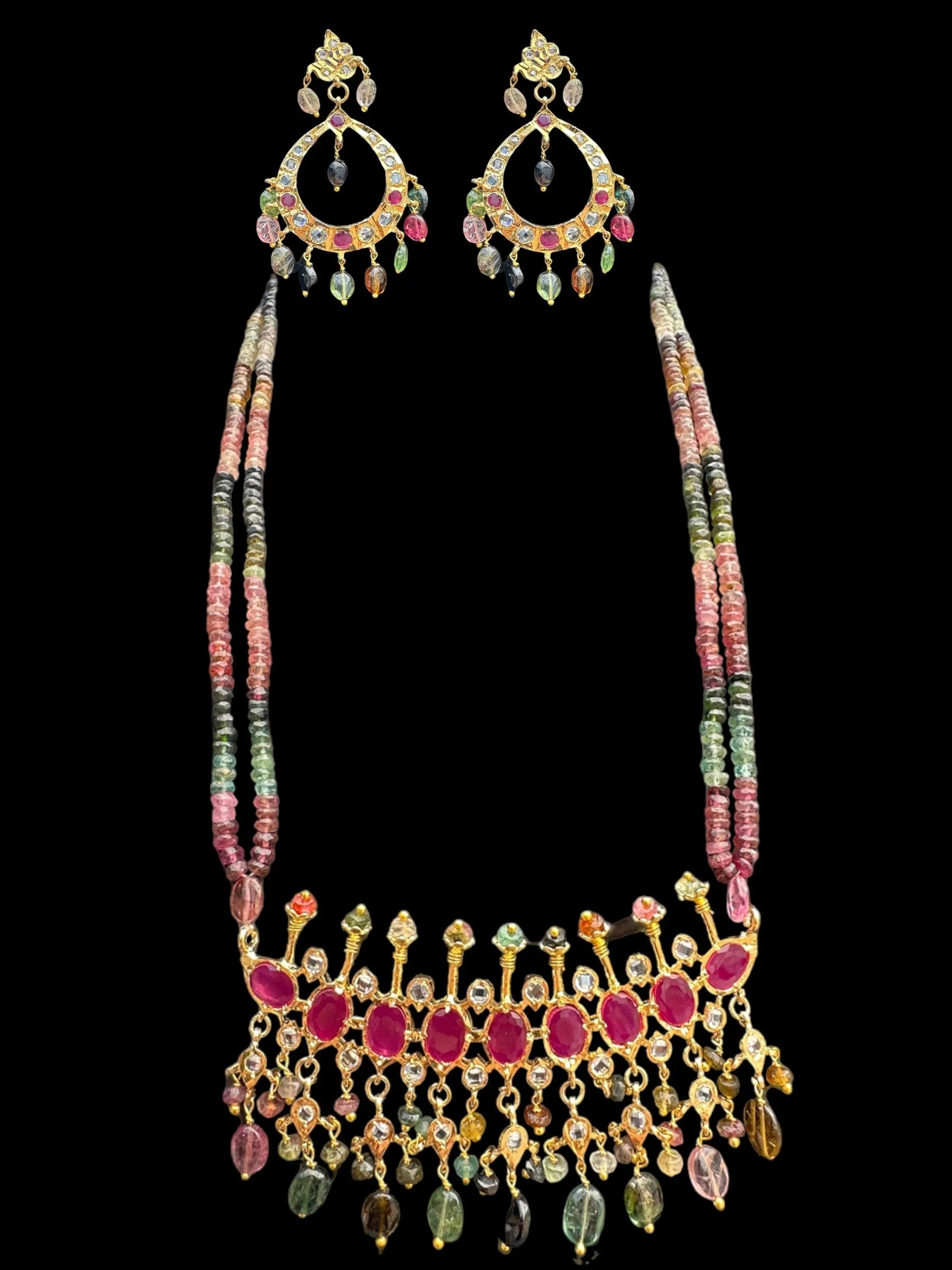 PS242 Tirmani in tourmaline  beads( SHIPS IN 4 WEEKS  )