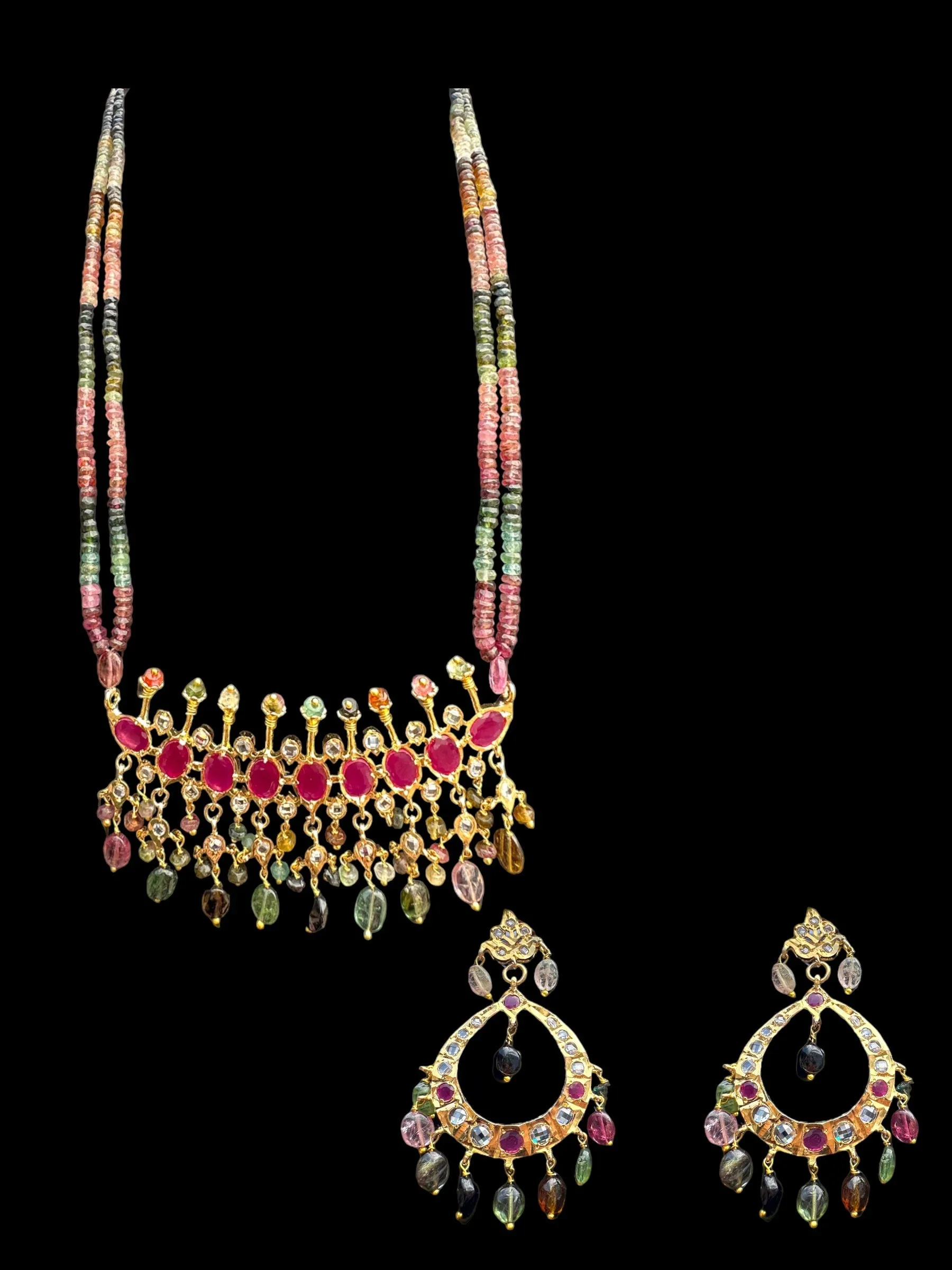 PS242 Tirmani in tourmaline  beads( SHIPS IN 4 WEEKS  )