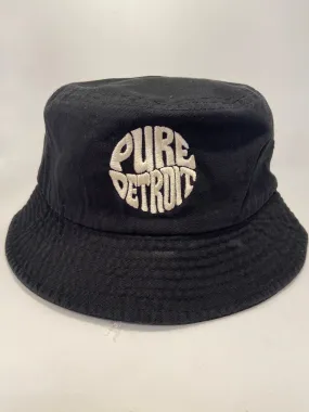 Pure Detroit Retro Bucket Hat/ Unisex / Cream   Black