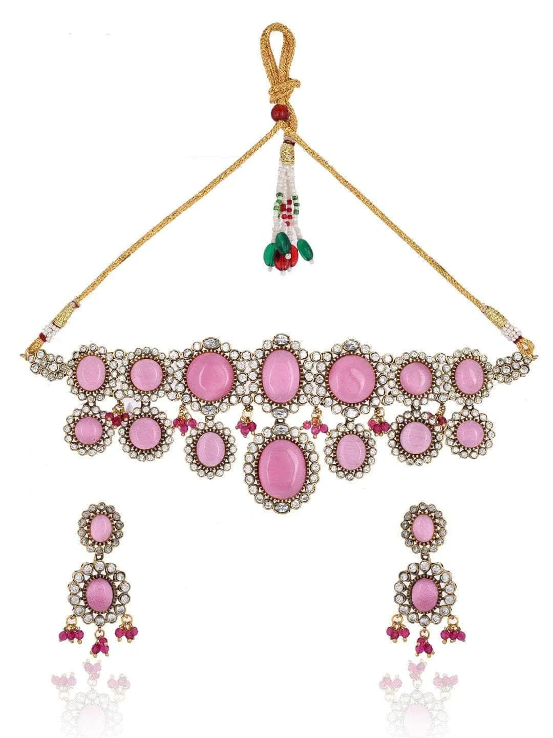 Purple Kundan Pearl Necklace Set