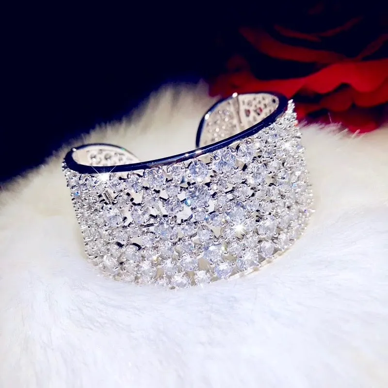 "Hannah" - Cubic Zirconia Bridal Cuff Bracelet