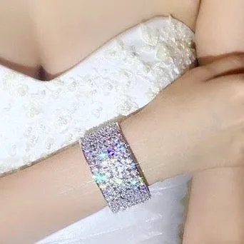 "Hannah" - Cubic Zirconia Bridal Cuff Bracelet