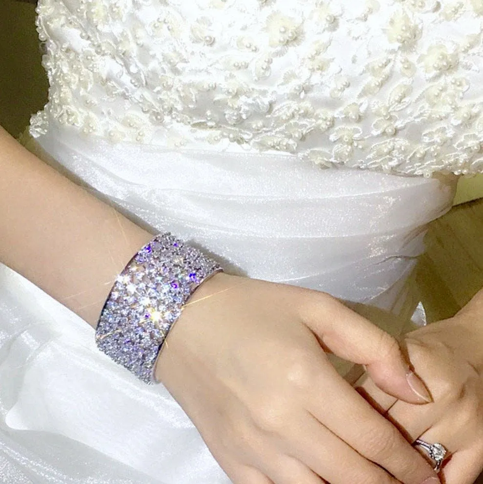 "Hannah" - Cubic Zirconia Bridal Cuff Bracelet