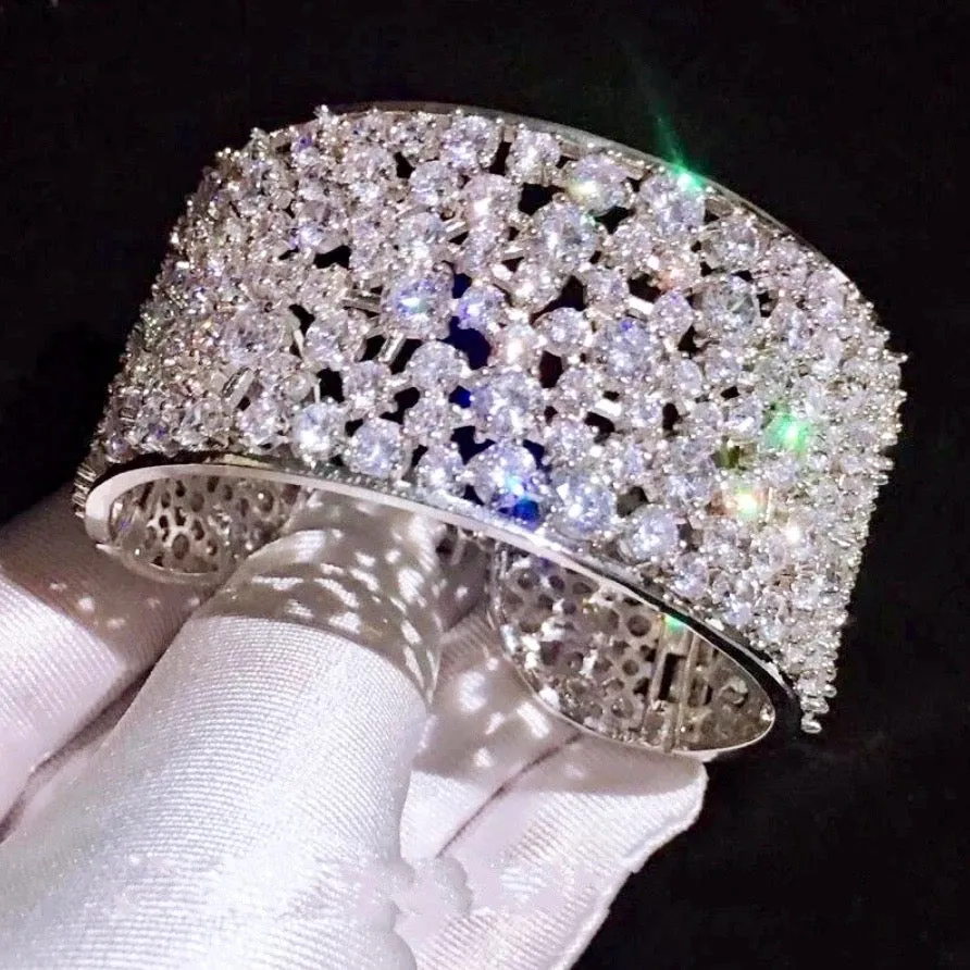 "Hannah" - Cubic Zirconia Bridal Cuff Bracelet