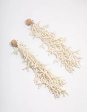 Raffia Sea Coral Drop Earrings