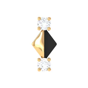 Real Diamond Quirky Tragus Earring with Black Enamel