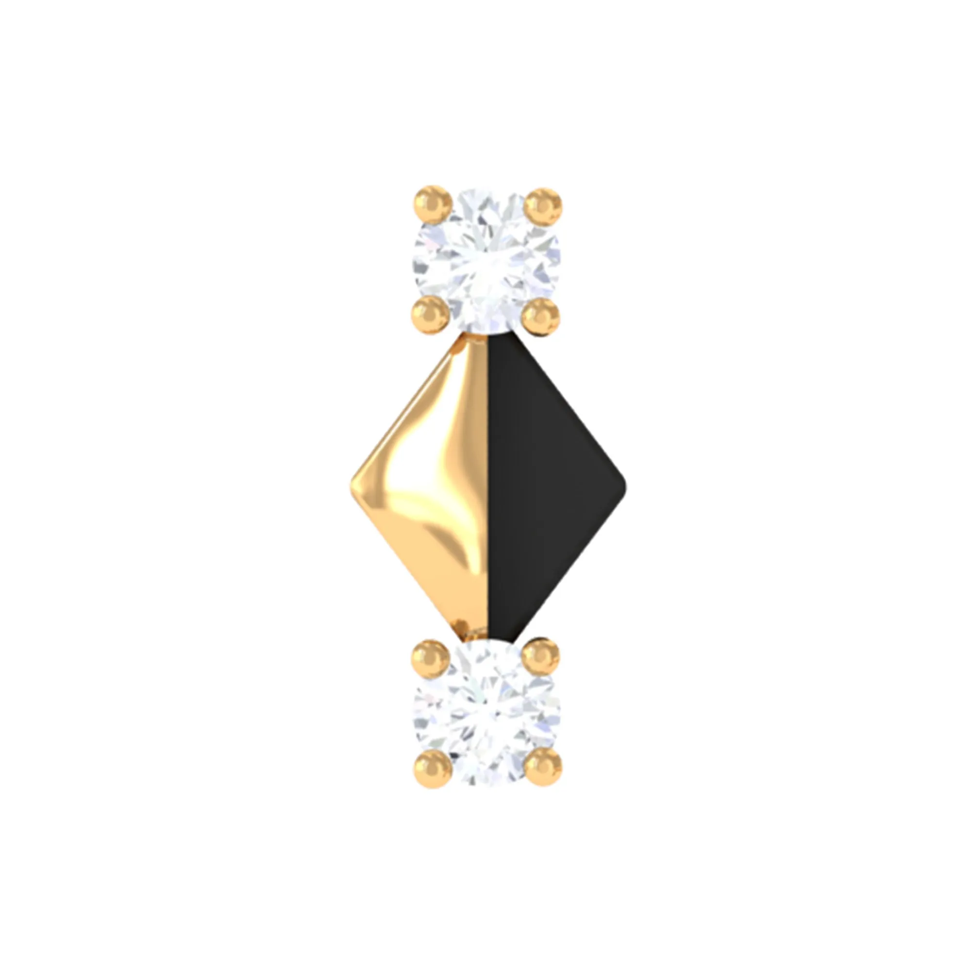 Real Diamond Quirky Tragus Earring with Black Enamel