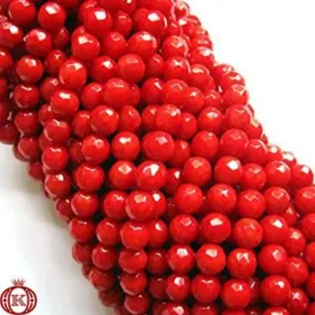 Red Bamboo Coral Beads Faceted