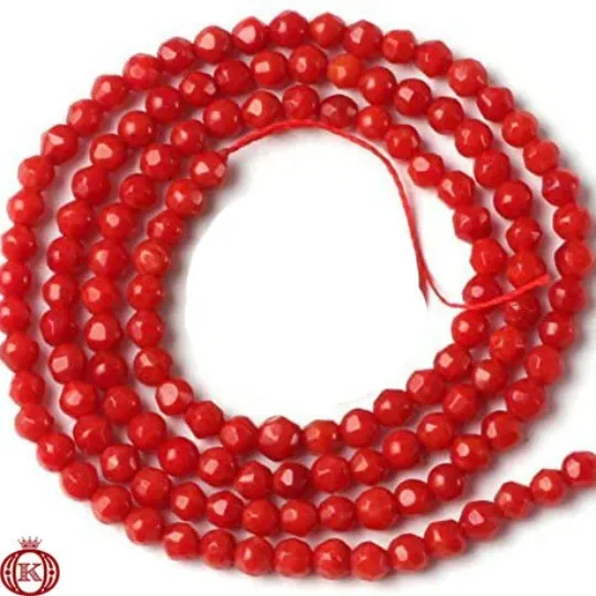 Red Bamboo Coral Beads Faceted