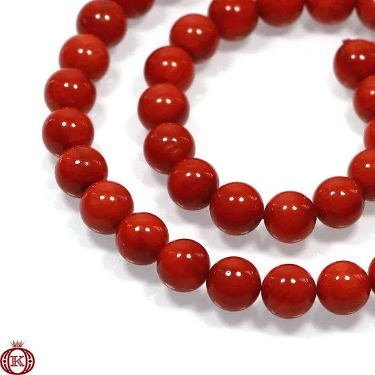 Red Bamboo Coral Beads Smooth Round