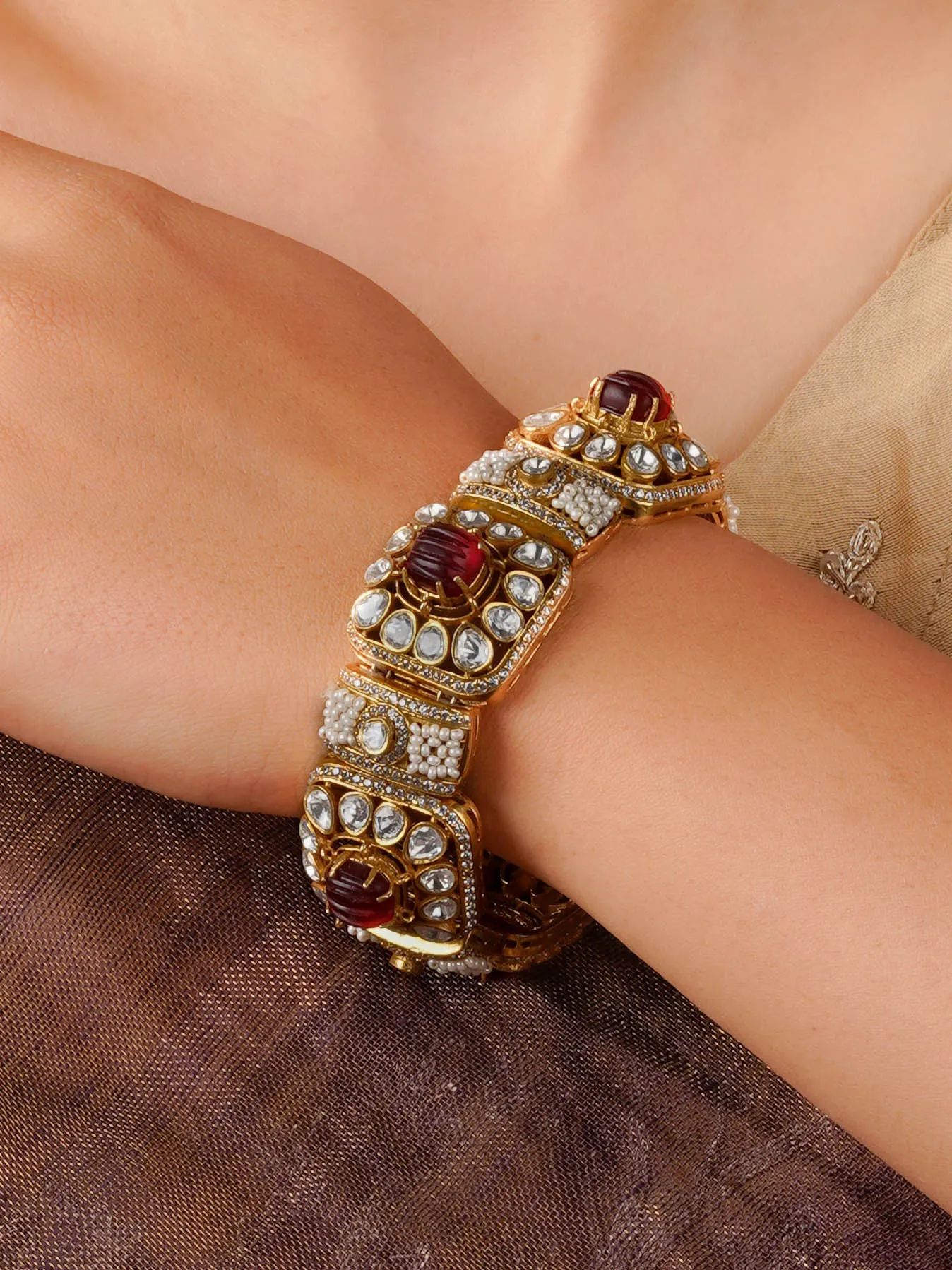 Red Color Gold Plated Moissanite Bracelet - MO-BRAC1R