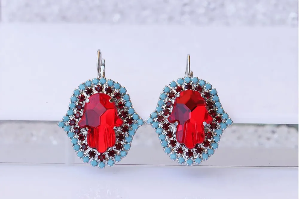 RED HAMSA EARRINGS