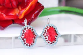 RED HAMSA EARRINGS