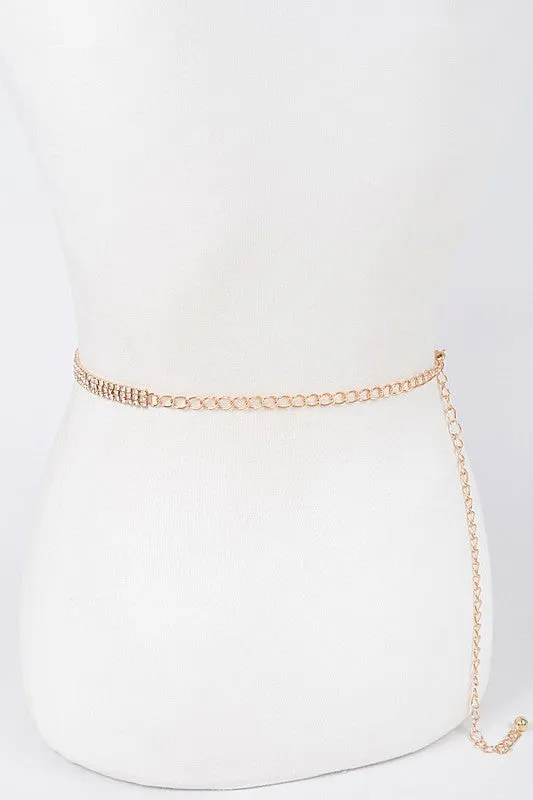 Rhinestone Butterfly Chain Belt