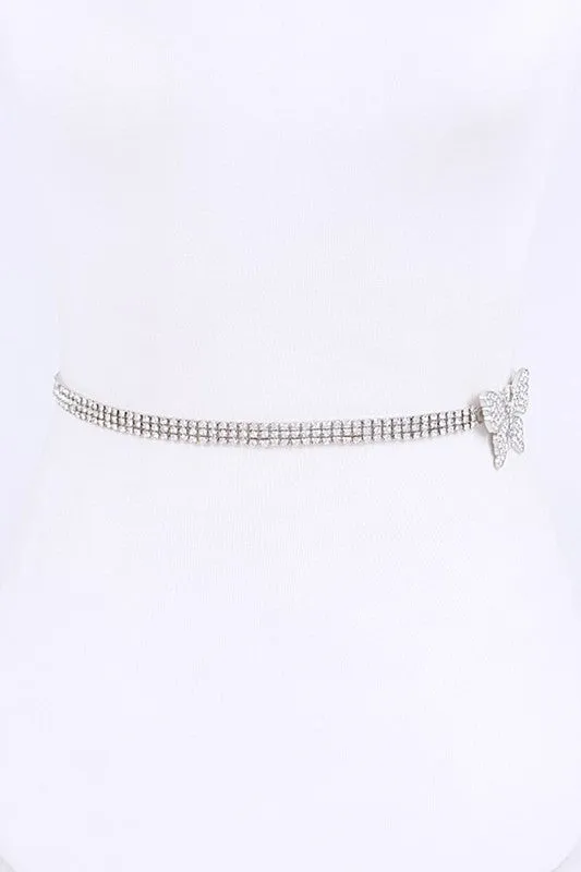 Rhinestone Butterfly Chain Belt