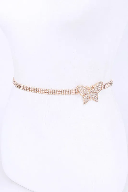 Rhinestone Butterfly Chain Belt