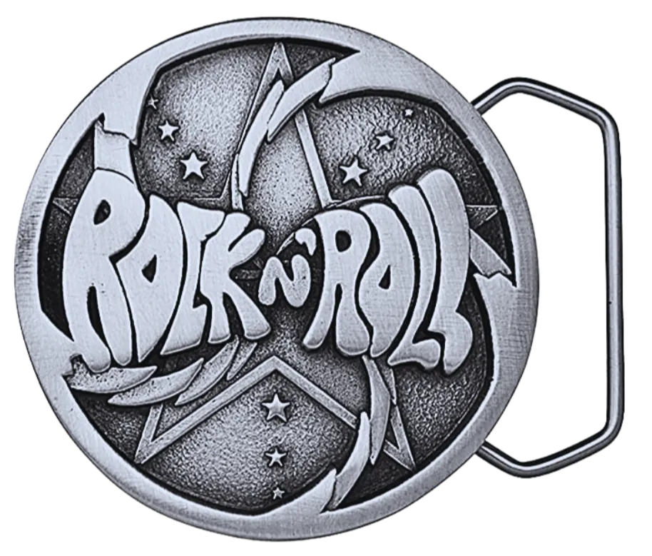 Rock and Roll Belt Buckle Pewter