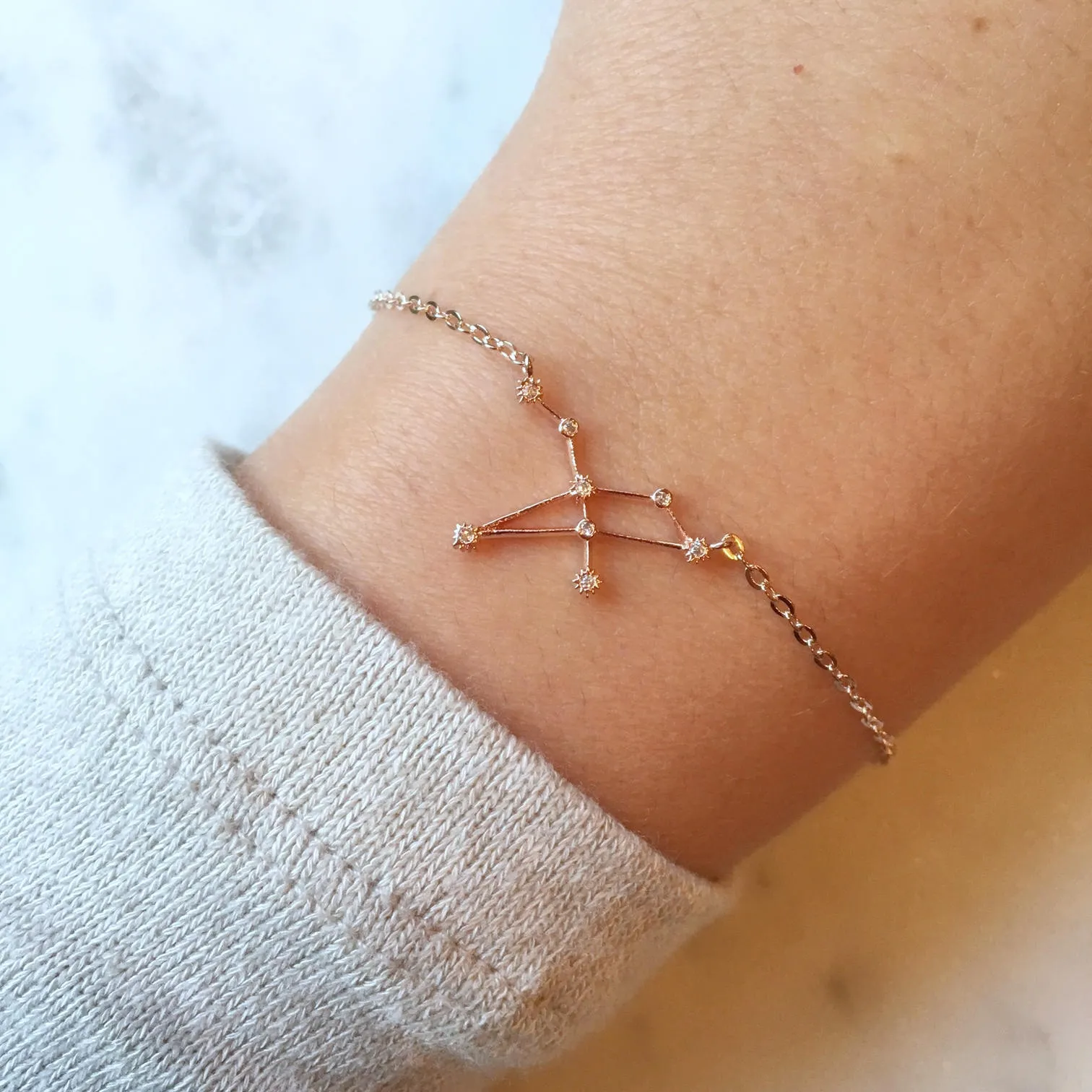 Rose Gold Zodiac Bracelet - Choose Sign