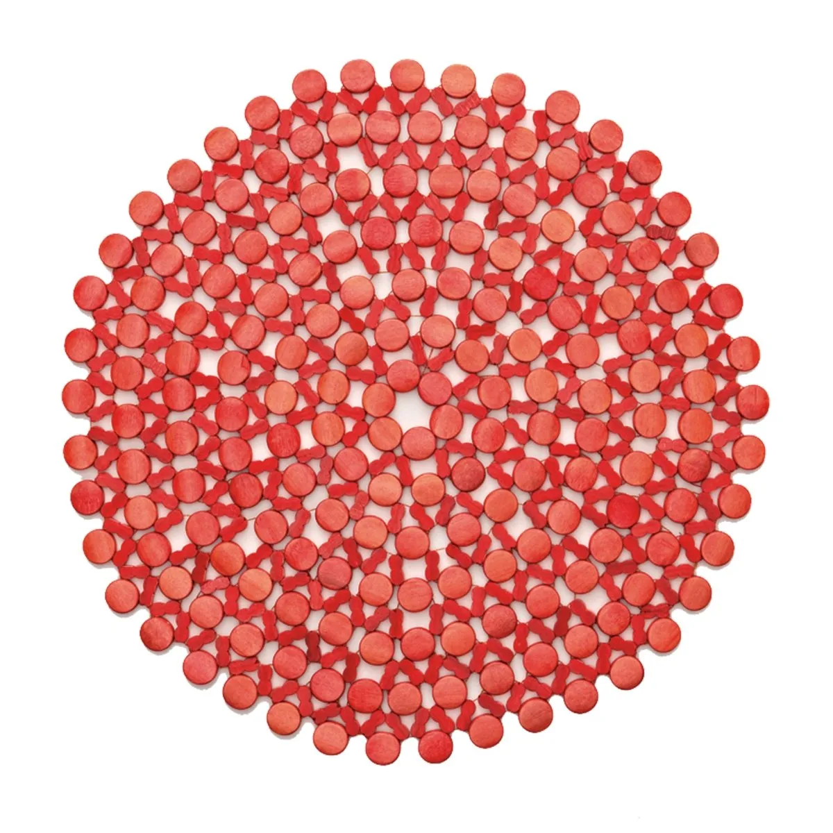 Round Bamboo Placemat in Coral Set of 4 by Kim Seybert