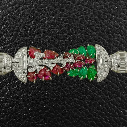 Ruby, Emerald & Diamond Cartier Estate Bracelet