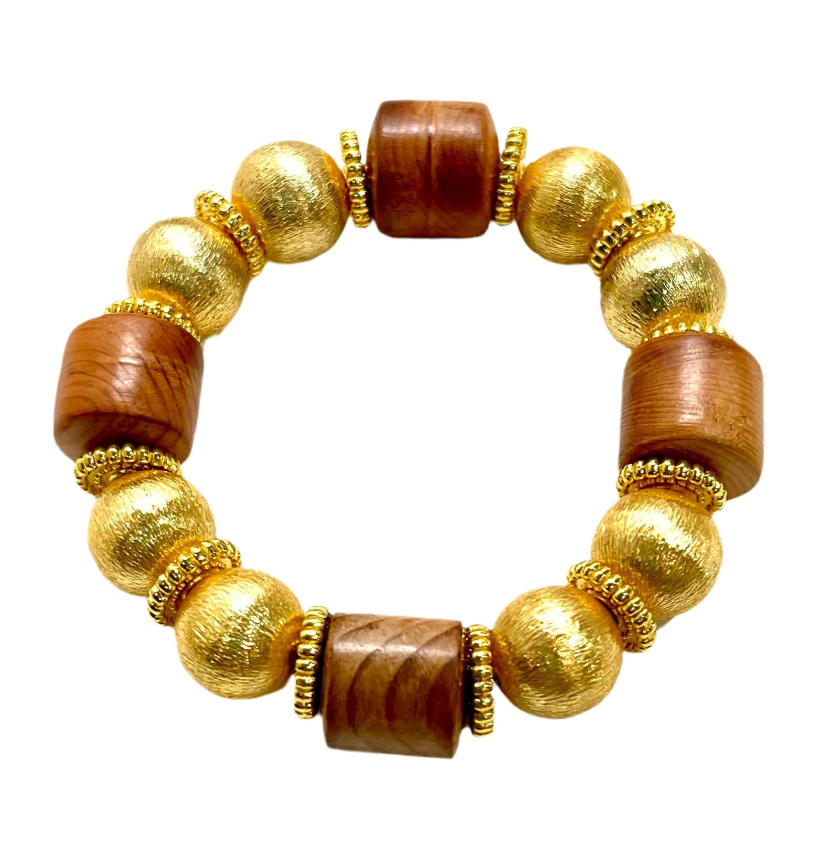 Sandalwood & Brushed Gold Vermeil Statement Bracelet