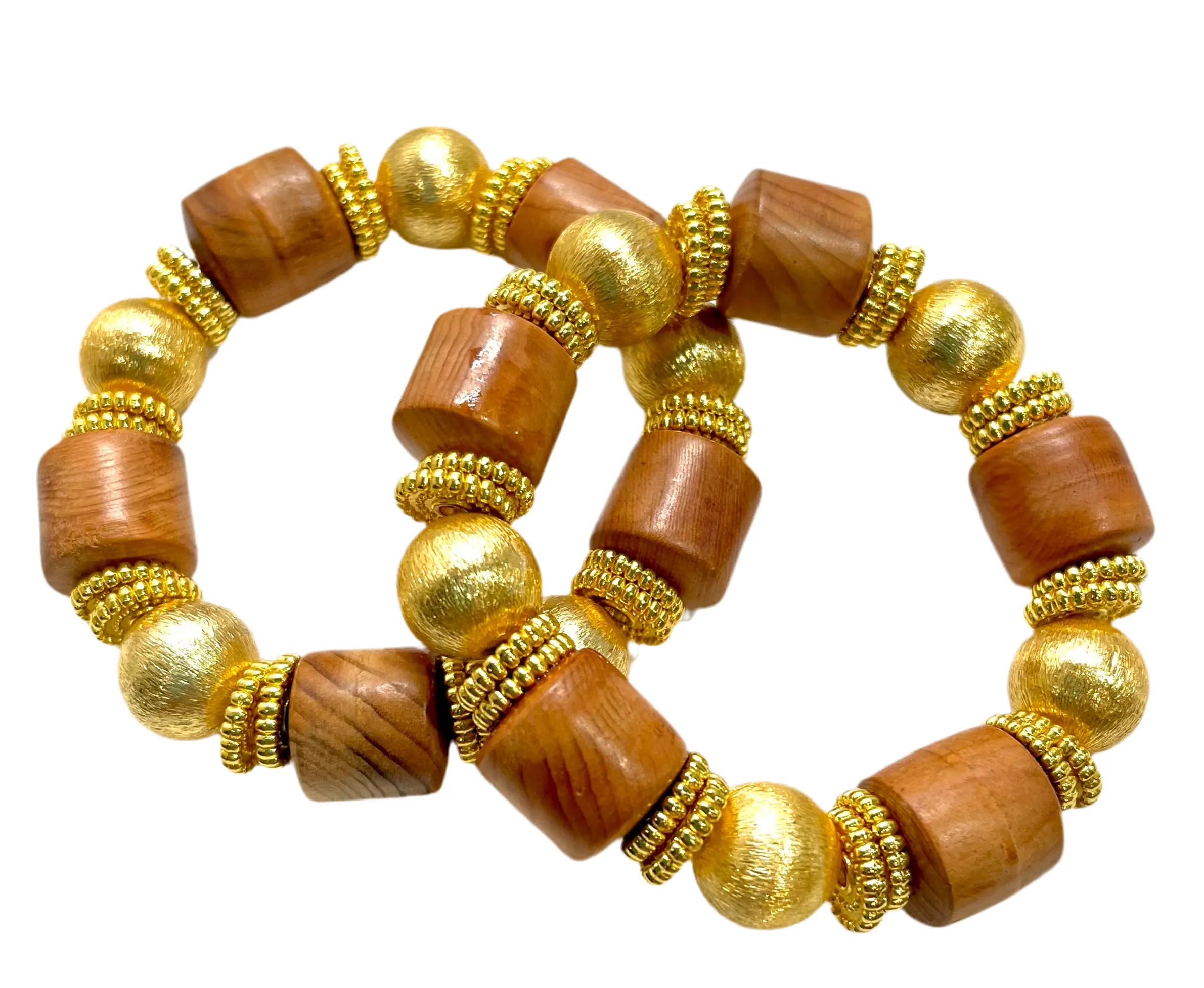 Sandalwood & Brushed Gold Vermeil Statement Bracelet