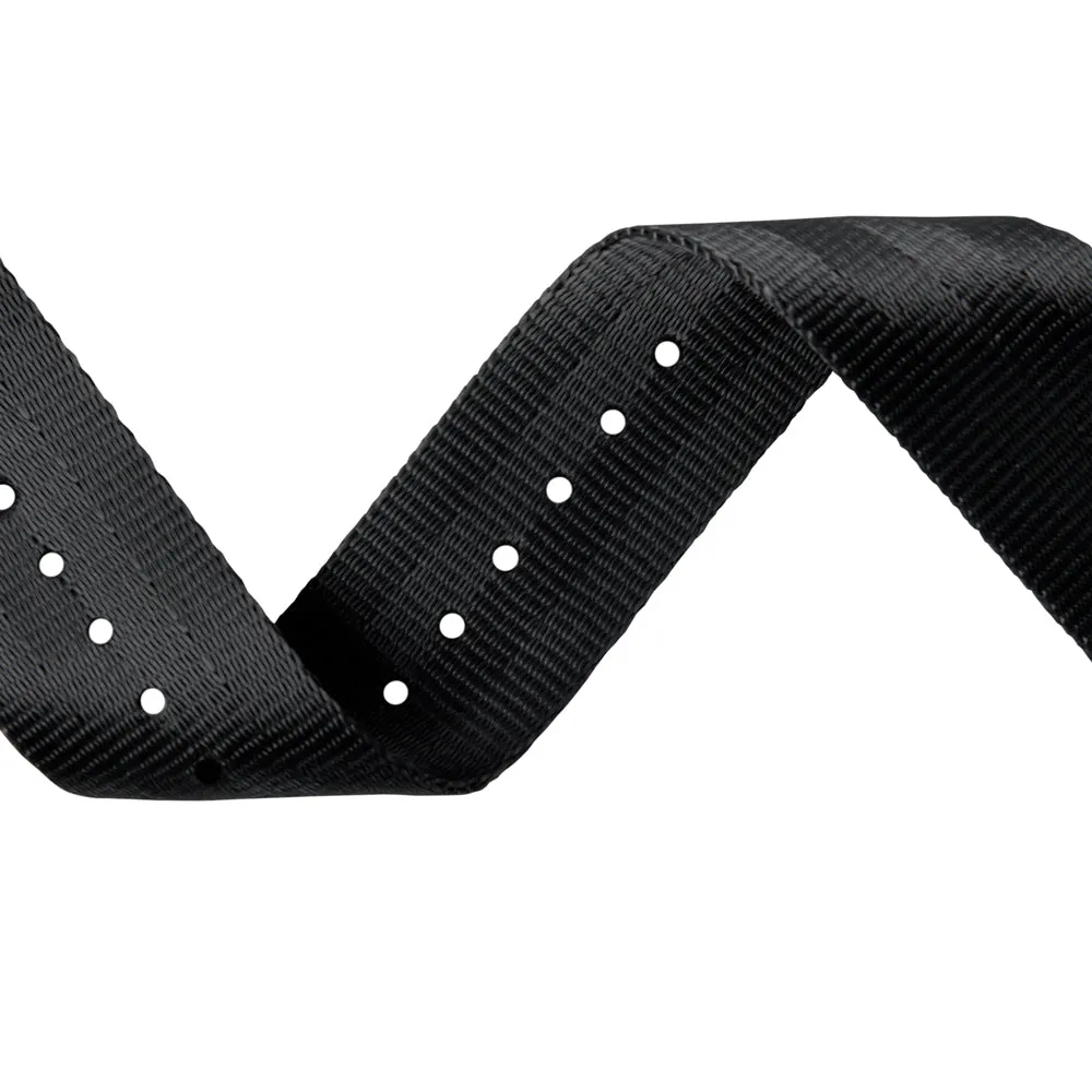 Seat Belt Nylon Military Style Watch Band - Black, Stainless Hardware