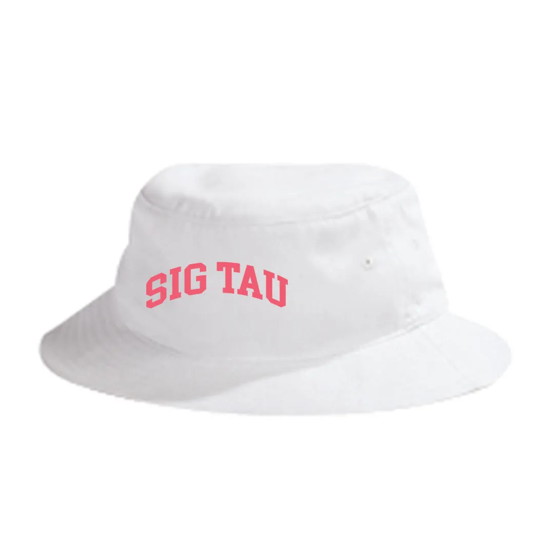 Sig Tau Beach Day White bucket hat