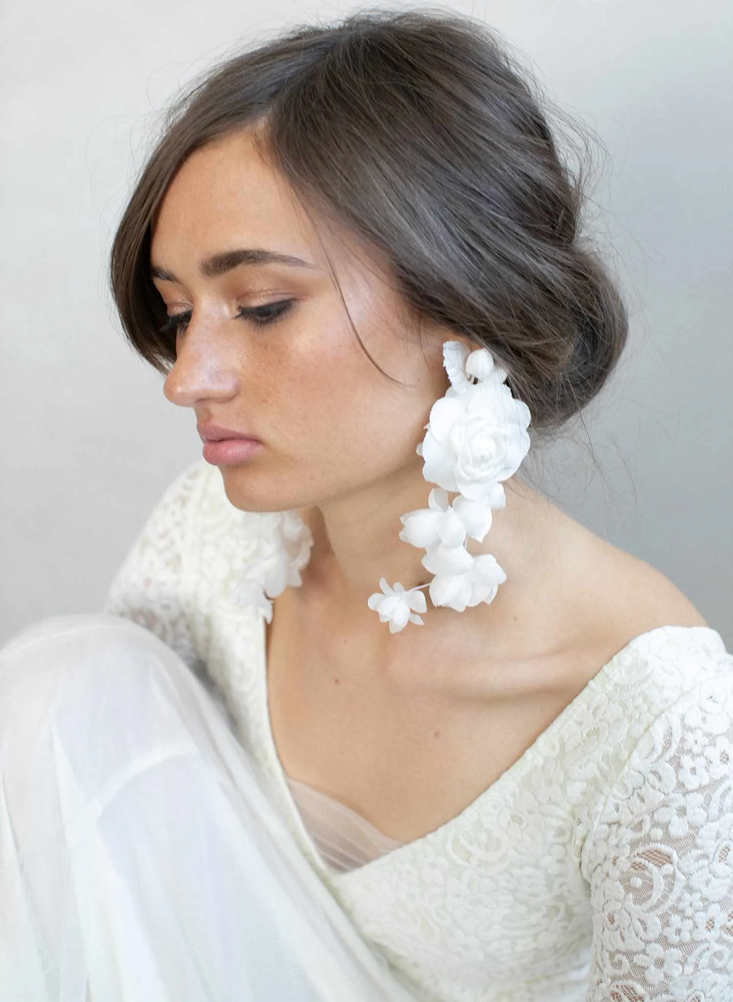 Silk flower cascading earrings - Style #948