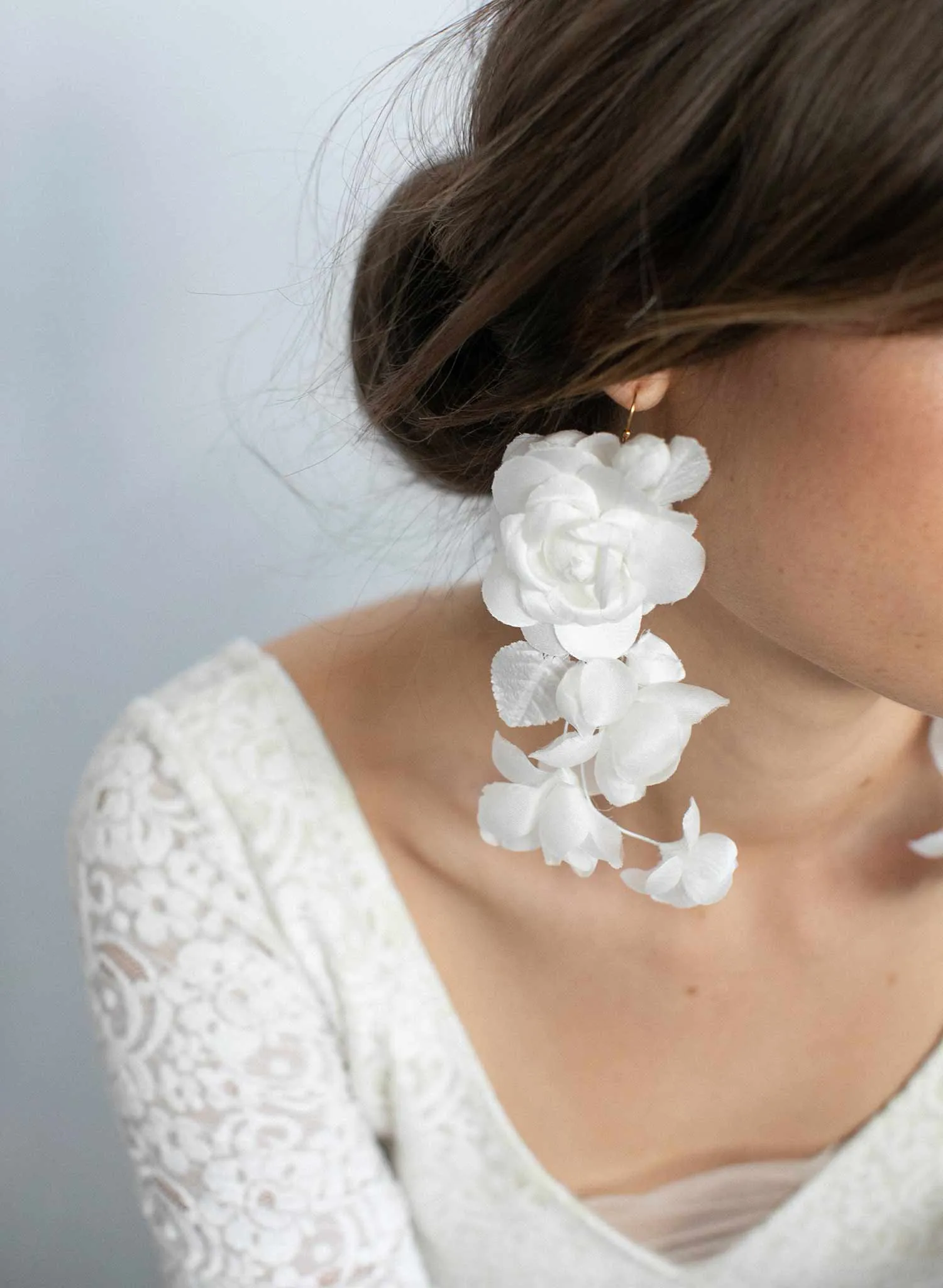 Silk flower cascading earrings - Style #948