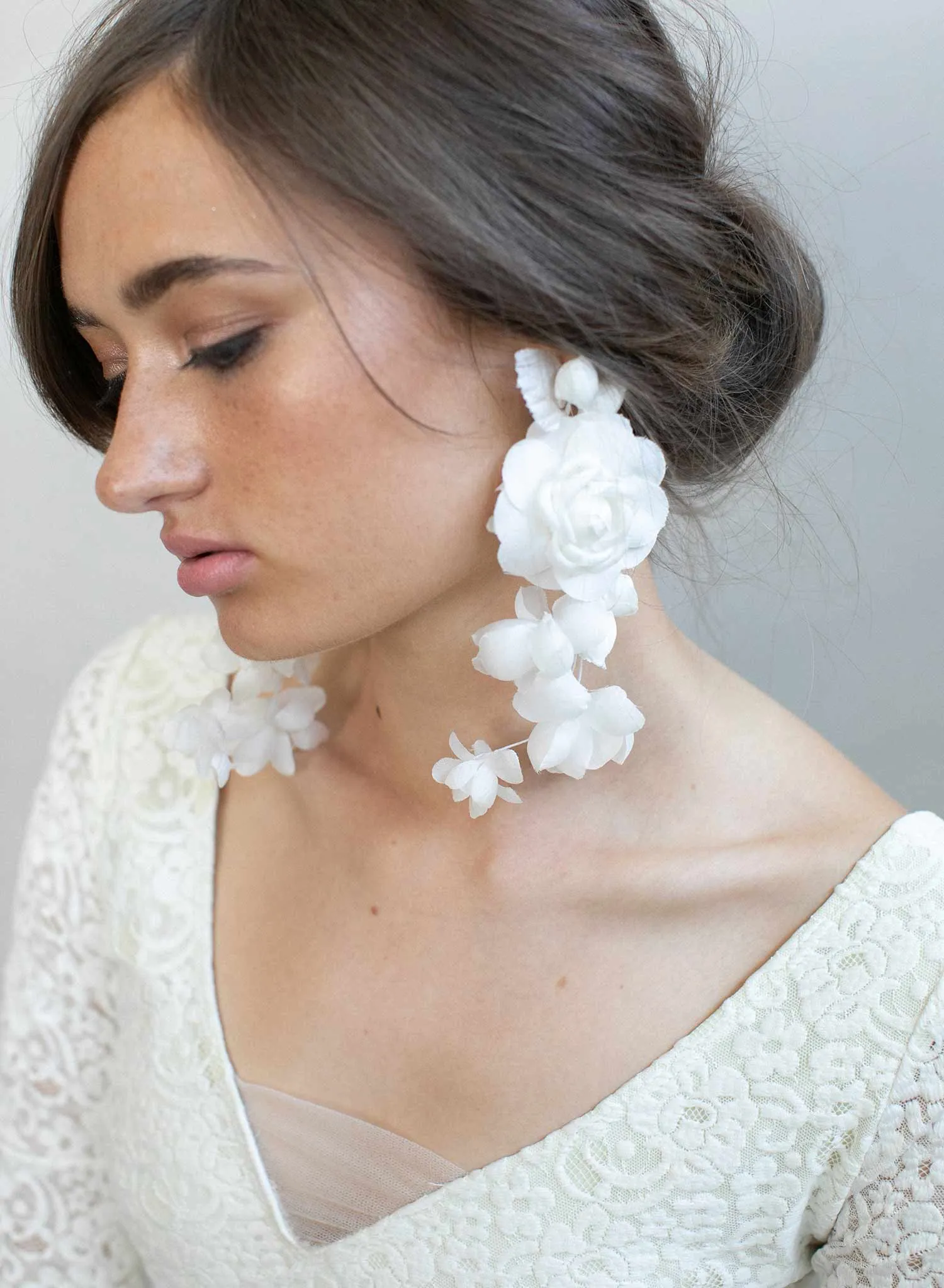 Silk flower cascading earrings - Style #948