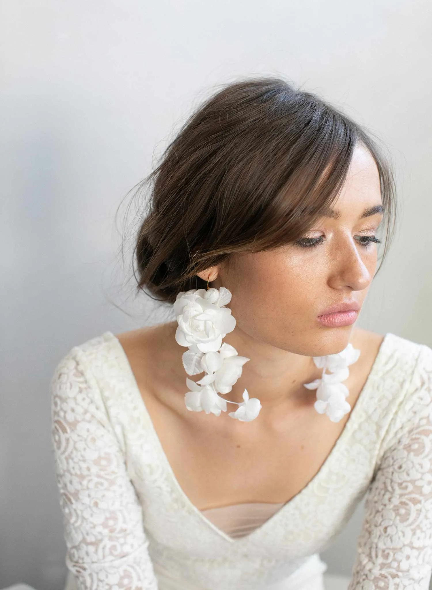 Silk flower cascading earrings - Style #948