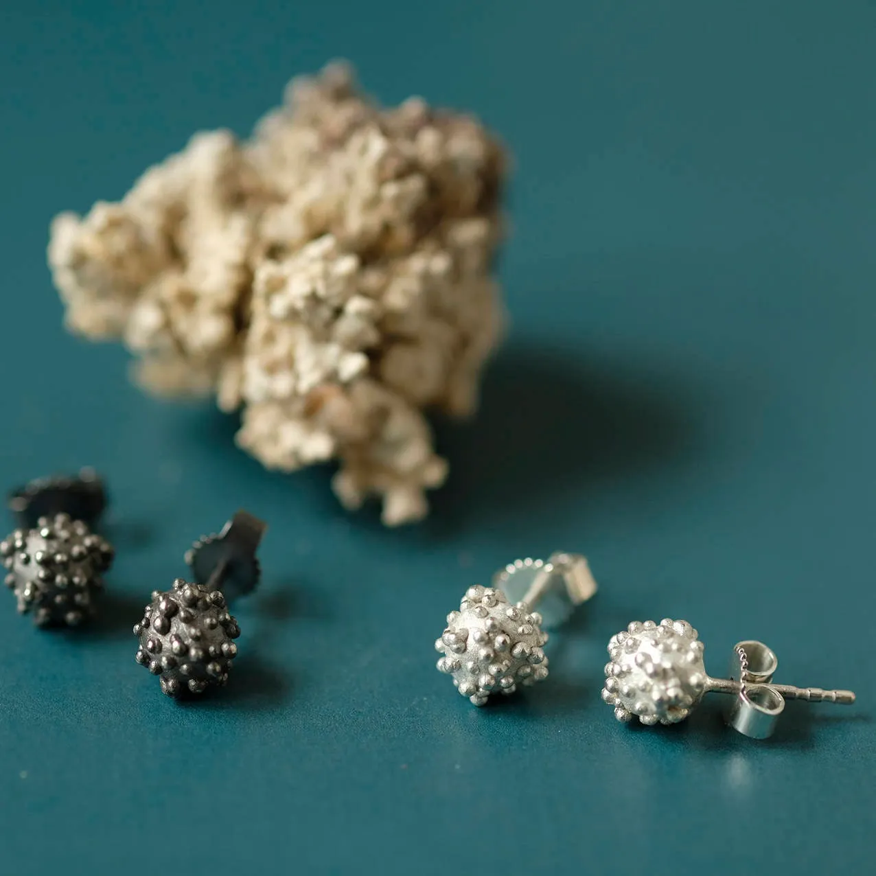 Silver Coral Studs