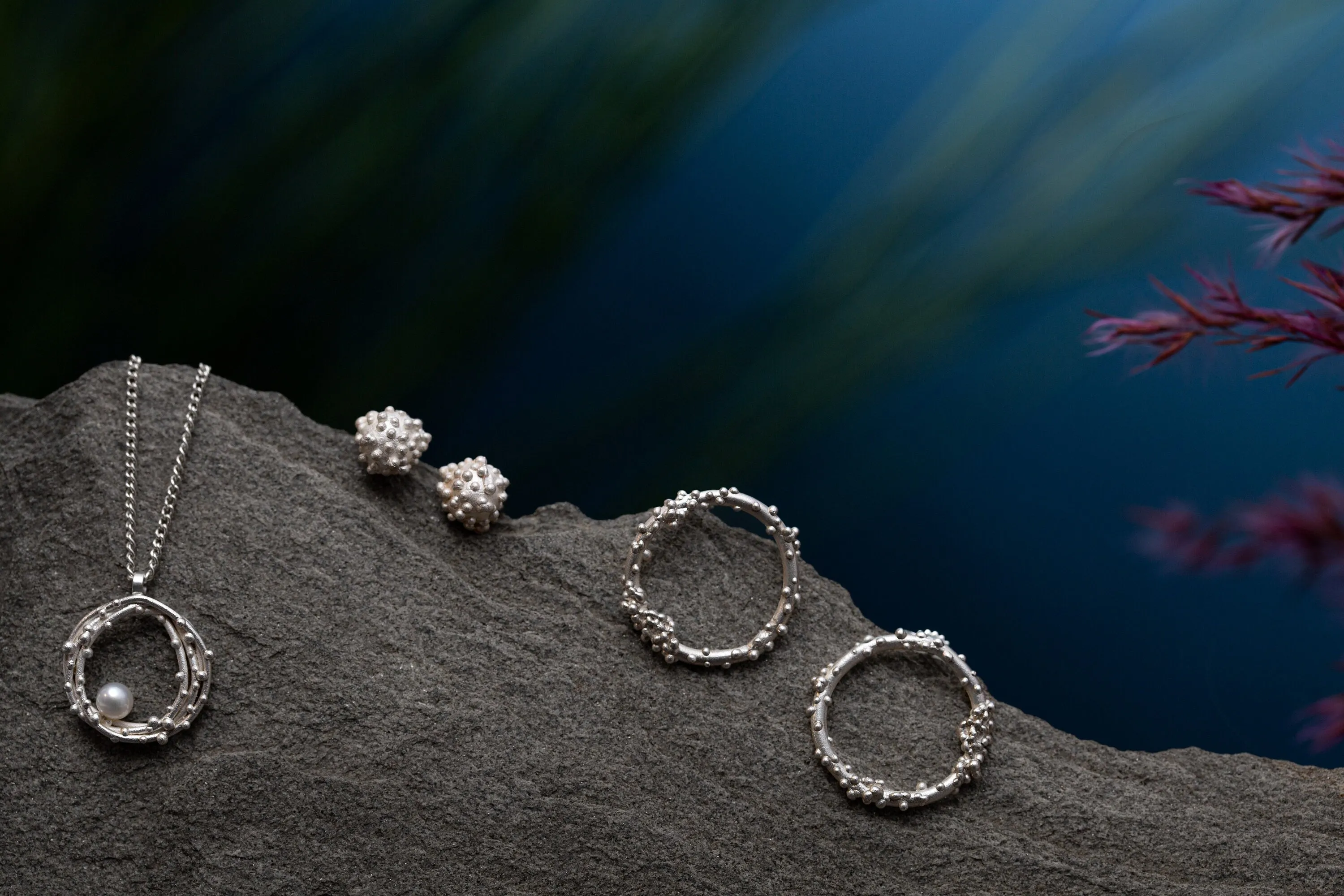 Silver Coral Studs