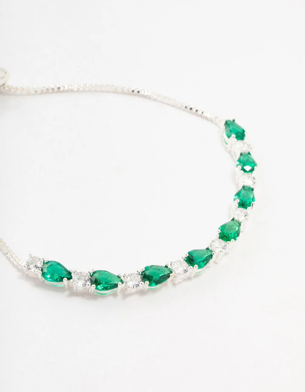 Silver Emerald Cubic Zirconia Toggle Bracelet